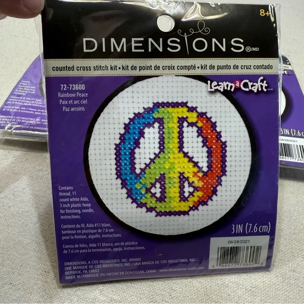 Dimensions Counted Cross Stitch - Rainbow Peace and Sweet Cupcake Kits - NWT